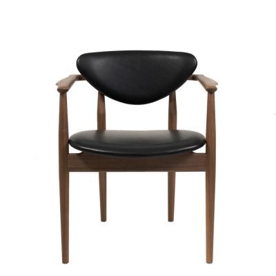 109 Chair Black Leather Walnut Cutout Transparent